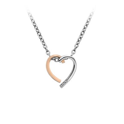 Sterling Silver Rose Gold and Rhodium plated Heart pendant